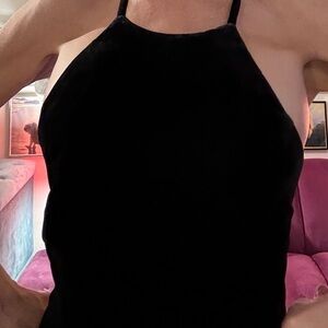 Elegant Black Halter Velvet Romper